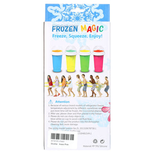 Slushie Cup Maker Squeeze DIY Quick Frozen Magic Cup Slushy with Lids and Straws