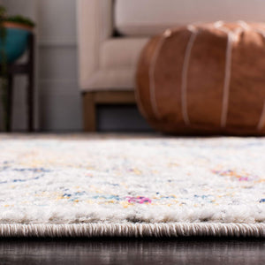 Madison Collection Area Rug - 5'3" Square, Cream & Multi, Boho Chic Distressed Design, Non-Shedding & Easy Care, Ideal for High Traffic Areas in Living Room, Bedroom (MAD611B)