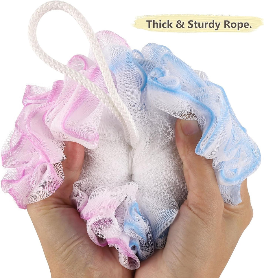 4 Pieces 75G Shower Loofahs Large Bath Sponge Mesh Pouf Wash Puff Shower Poof Body Loofas for Bathing