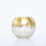 4" Gold Foiled Crackle Glass Flower Vase, Bubble Vase