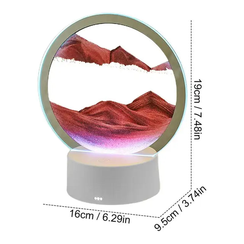 3D Moving Sand Art Picture round Glass Hourglass Night Light Bedside Lamp LED Flowing Sand Painting Table Lamp Home Ornaments