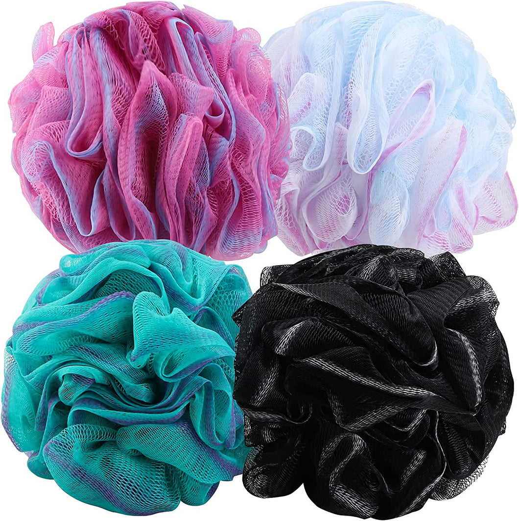 4 Pieces 75G Shower Loofahs Large Bath Sponge Mesh Pouf Wash Puff Shower Poof Body Loofas for Bathing