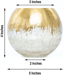 4" Gold Foiled Crackle Glass Flower Vase, Bubble Vase