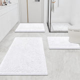 Luxury Chenille Bath Rug 47''X17'', Extra Soft and Absorbent Shaggy Bathroom Mat Rugs, Machine Washable, Non-Slip Plush Carpet Runner for Tub, Shower, and Bath Room, White