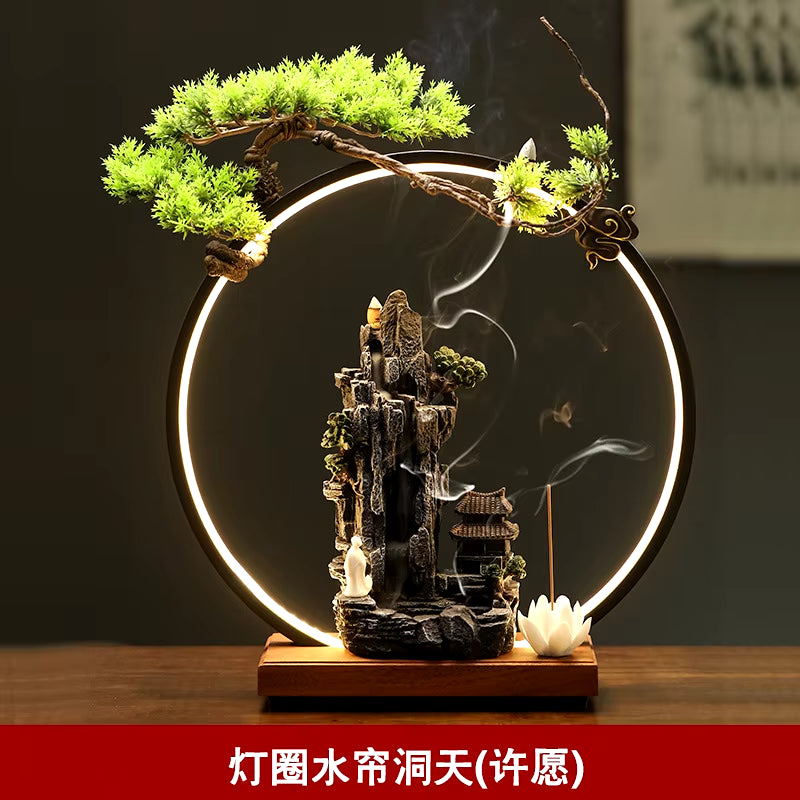 Mountain Backflow Incense Burner Air Freshener Waterfall Incense Holder Humidifier Home Decor Incensario Home Appliances