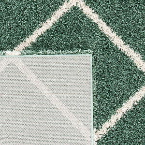 Hudson Shag Collection Area Rug - 7' Square, Green & Ivory, Modern Trellis Design, Non-Shedding & Easy Care, 2-Inch Thick Ideal for High Traffic Areas in Living Room, Bedroom (SGH281Y)