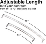 Double Curved Shower Rod, Metal Construction, Adjustable between 44 to 70 Inches, Aluminum Rods and Zinc Mounting Hardware, Quality Modern Bathware, Brushed Nickel Finish