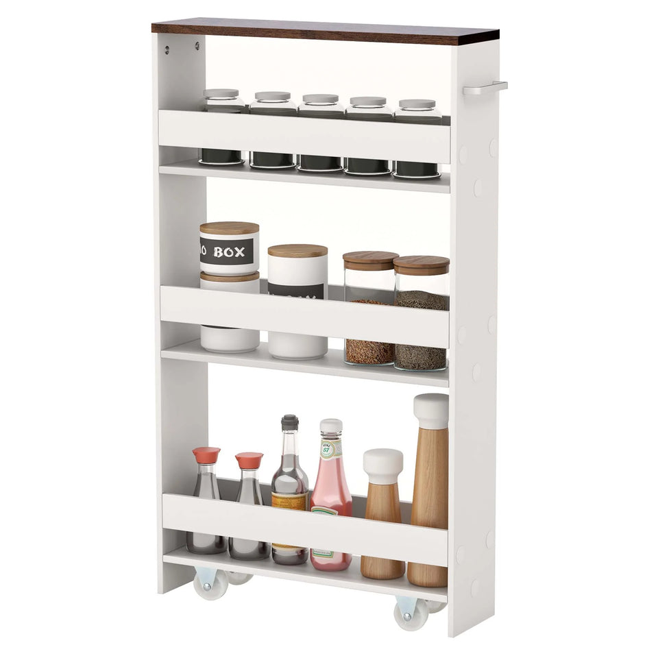 Rolling Kitchen Slim Storage Cart Mobile Shelving Organizer W/ Handle