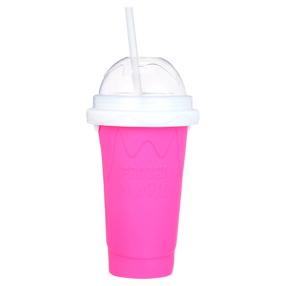 Slushie Cup Maker Squeeze DIY Quick Frozen Magic Cup Slushy with Lids and Straws