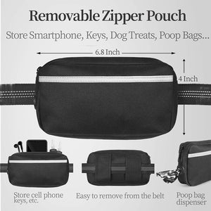 Professional Hands-Free Dog Leash with Zipper Pouch, Dual Padded Handles, and Durable Bungee for Walking, Jogging, and Running (Medium, 8-25 lbs, Black)