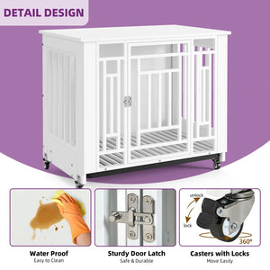 Heavy Duty Dog Crate Kennel Pet Furniture with Removable Tray