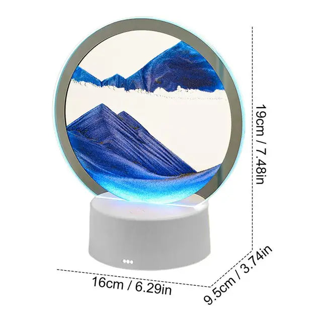 3D Moving Sand Art Picture round Glass Hourglass Night Light Bedside Lamp LED Flowing Sand Painting Table Lamp Home Ornaments