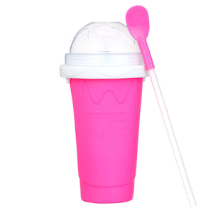 Slushie Cup Maker Squeeze DIY Quick Frozen Magic Cup Slushy with Lids and Straws