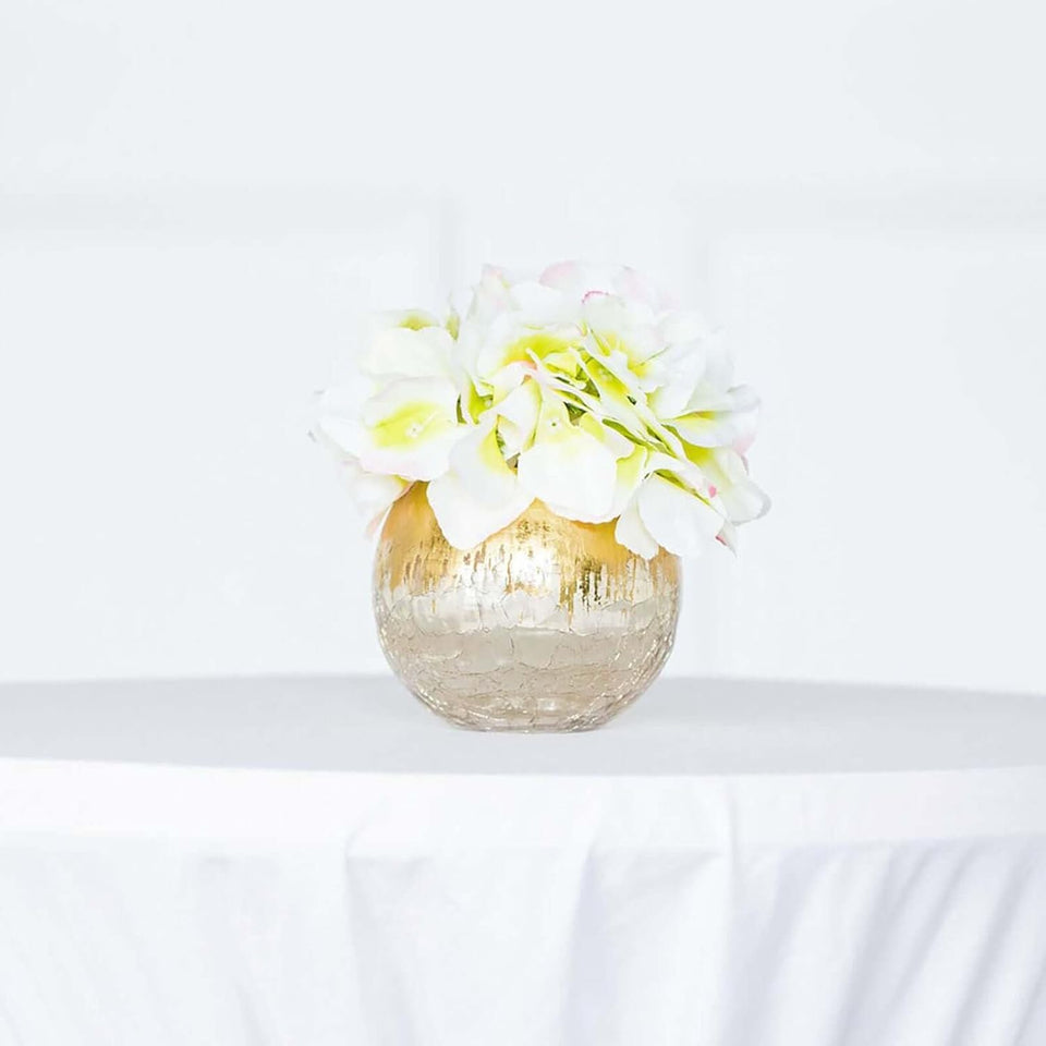 4" Gold Foiled Crackle Glass Flower Vase, Bubble Vase