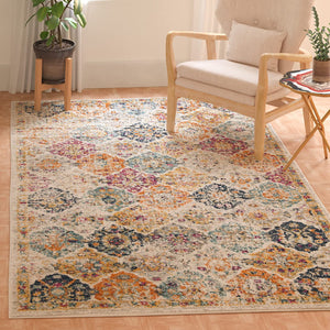 Madison Collection Area Rug - 5'3" Square, Cream & Multi, Boho Chic Distressed Design, Non-Shedding & Easy Care, Ideal for High Traffic Areas in Living Room, Bedroom (MAD611B)