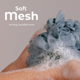 Bath Shower Loofah Sponge Pouf Body Scrubber Exfoliator Body Wash Sponge (Set of 3, Airy Blossom)