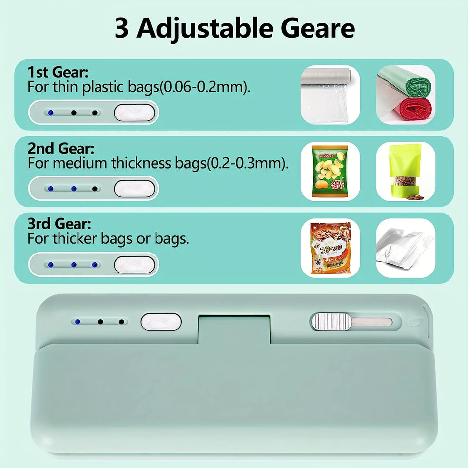 Portable Mini Chip Bag Sealer - Handheld Food Vacuum Sealer for Plastic Bags with Resealer and Opener - Kitchen Gadget