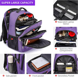 "17.3-Inch Travel Laptop Backpack – Water-Resistant, RFID Anti-Theft for School & Casual Use (Purple)"