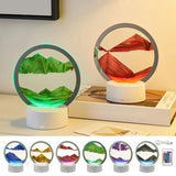 3D Moving Sand Art Picture round Glass Hourglass Night Light Bedside Lamp LED Flowing Sand Painting Table Lamp Home Ornaments