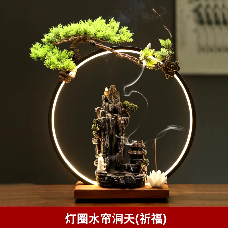 Mountain Backflow Incense Burner Air Freshener Waterfall Incense Holder Humidifier Home Decor Incensario Home Appliances