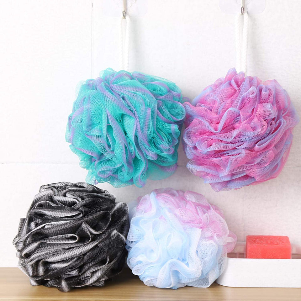 4 Pieces 75G Shower Loofahs Large Bath Sponge Mesh Pouf Wash Puff Shower Poof Body Loofas for Bathing