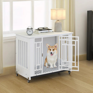 Heavy Duty Dog Crate Kennel Pet Furniture with Removable Tray