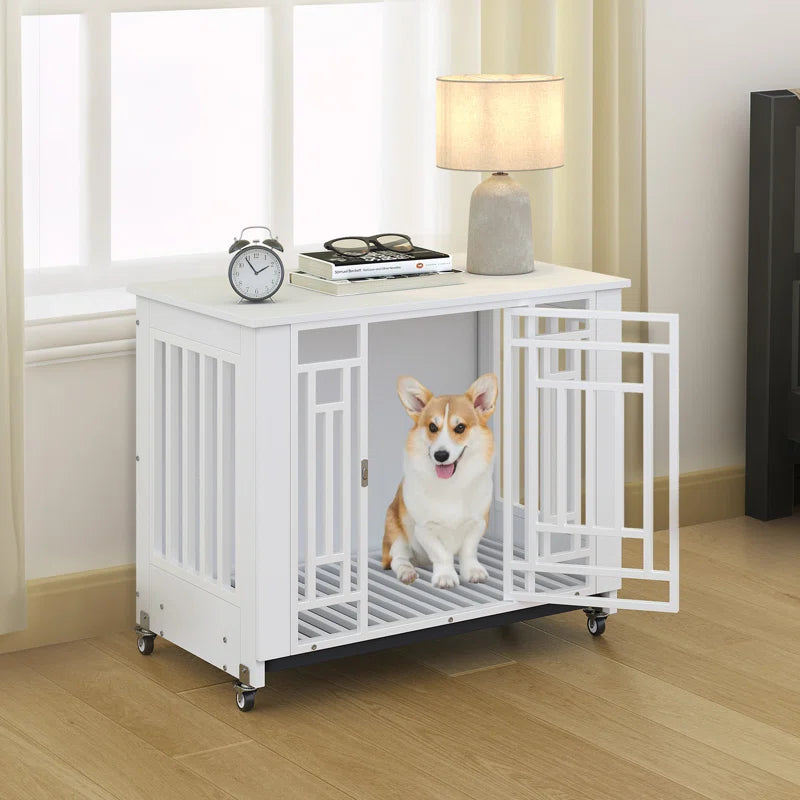 Heavy Duty Dog Crate Kennel Pet Furniture with Removable Tray