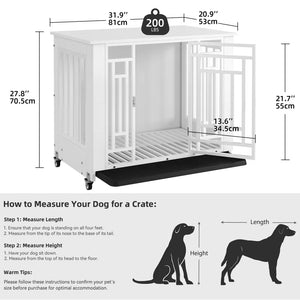 Heavy Duty Dog Crate Kennel Pet Furniture with Removable Tray